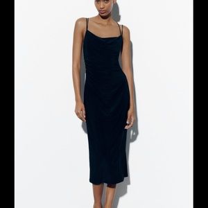 Zara black dress with draped neckline